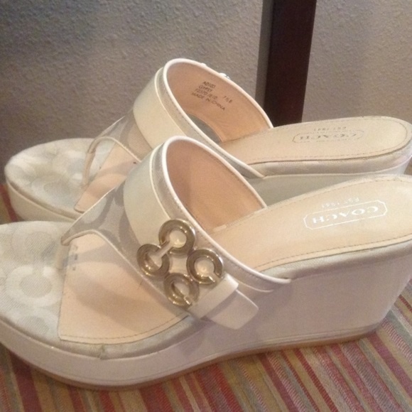 Coach Shoes - Coach white wedge heels